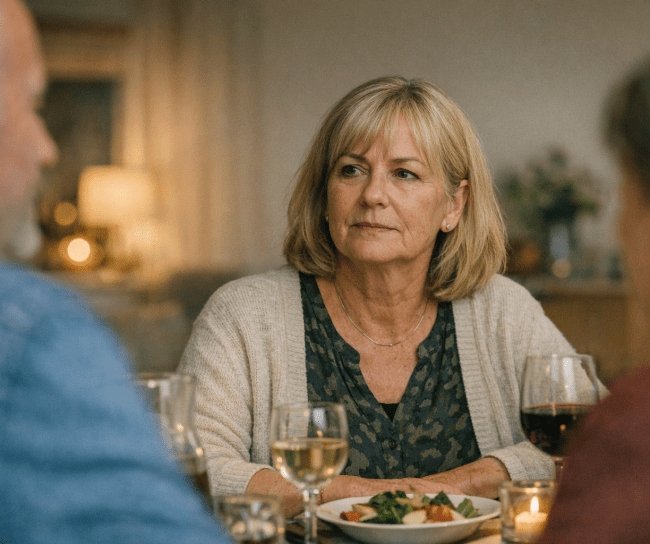 Dame ved middagsbord